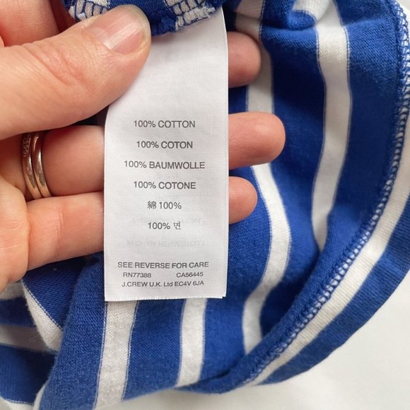 Crewcuts Blue And White Striped Boat Neck Three Quarter Sleeve Shirt Kids Size 6 - Picture 8 of 10